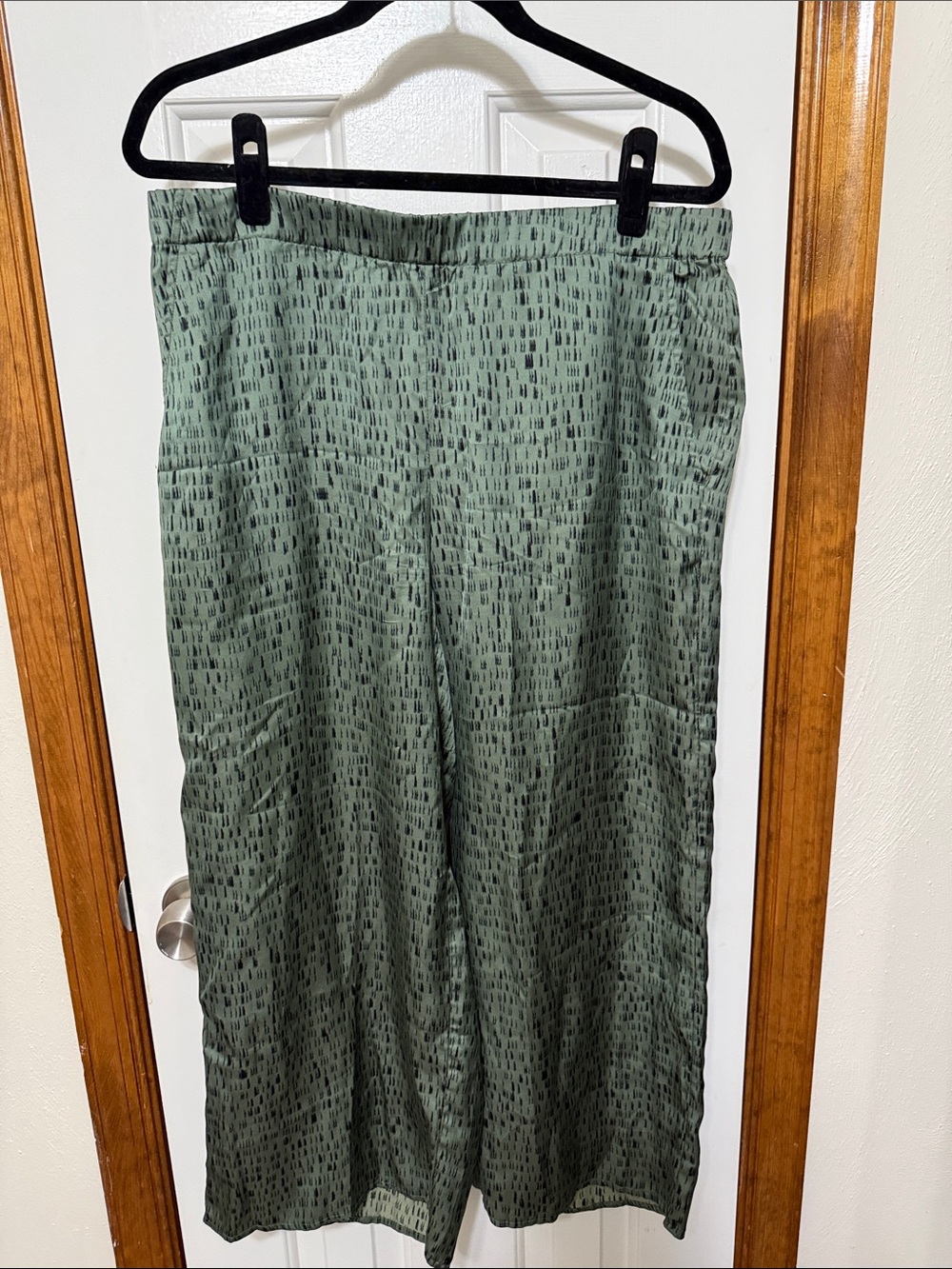 Eileen Fisher Silk & Organic Cotton Blend Green Wide-Leg Pants